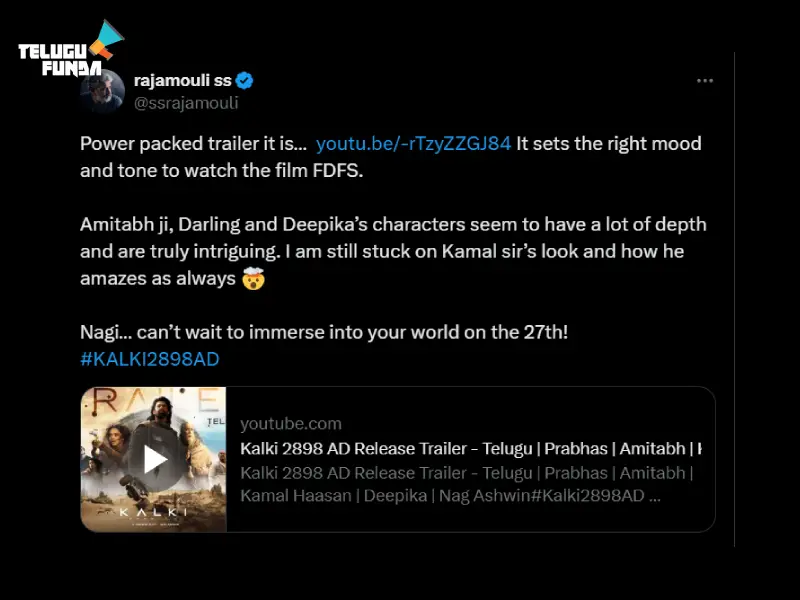 SS Rajamouli reviews 'Kalki 2898 AD' Release Trailer